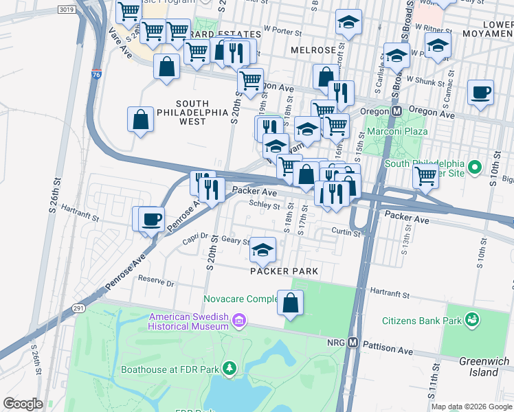map of restaurants, bars, coffee shops, grocery stores, and more near 3118 Lanvale Place in Philadelphia