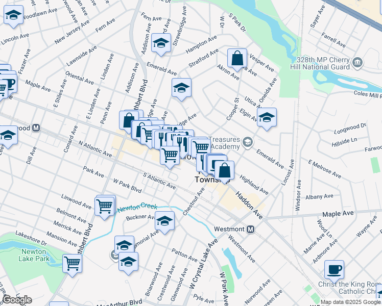 map of restaurants, bars, coffee shops, grocery stores, and more near 12 Cooper Street in Haddon Township