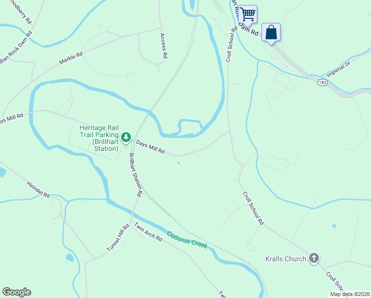 map of restaurants, bars, coffee shops, grocery stores, and more near 460 Days Mill Road in York