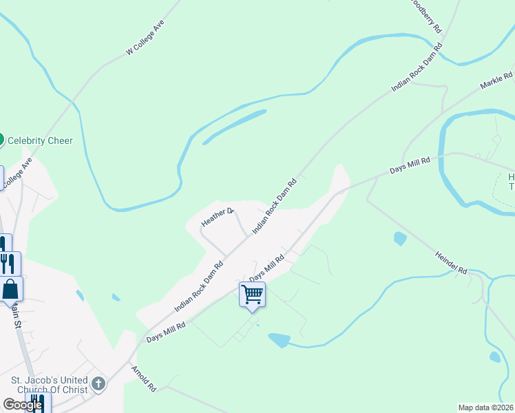 map of restaurants, bars, coffee shops, grocery stores, and more near 3346 Indian Rock Dam Road in York