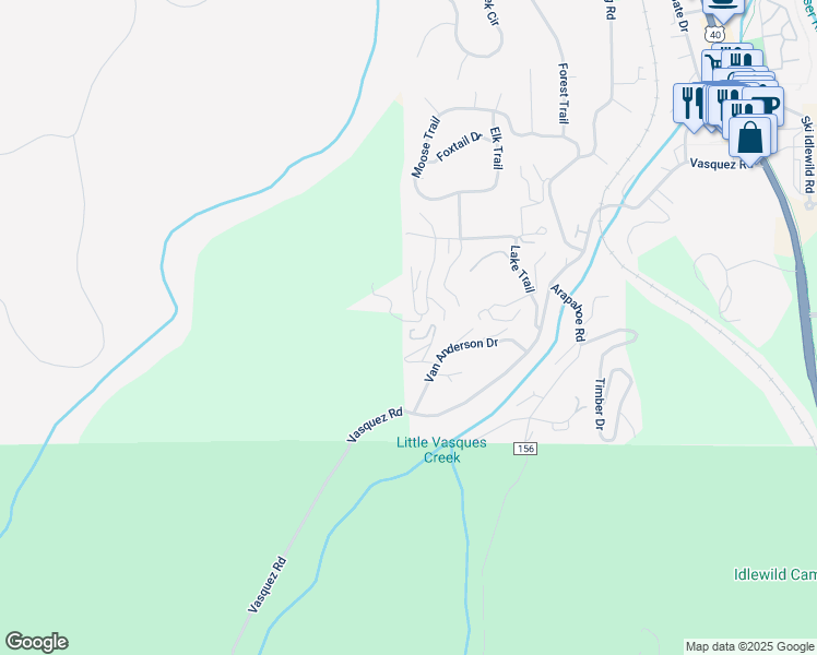 map of restaurants, bars, coffee shops, grocery stores, and more near 210 Woodspur Lane in Parshall