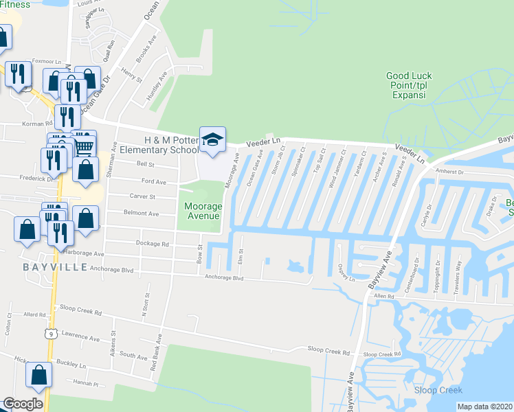 map of restaurants, bars, coffee shops, grocery stores, and more near 90 Storm Jib Court in Ocean County