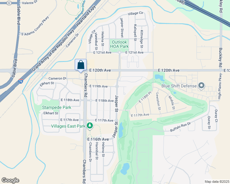 map of restaurants, bars, coffee shops, grocery stores, and more near 11869 Jasper Street in Commerce City