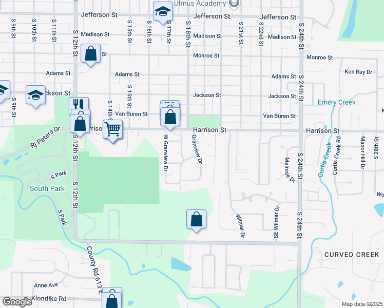 map of restaurants, bars, coffee shops, grocery stores, and more near 1607 Granview Drive in Quincy