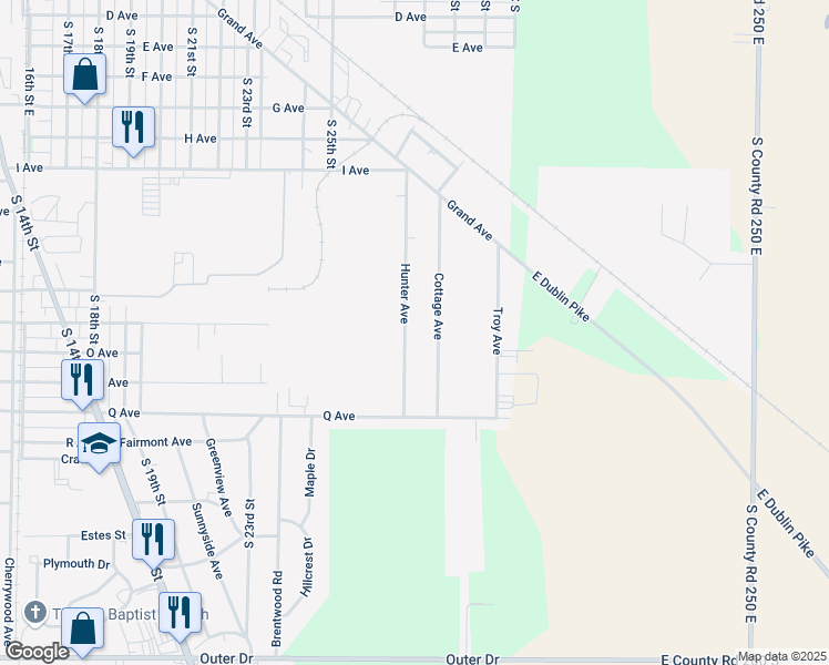 map of restaurants, bars, coffee shops, grocery stores, and more near 2111 Hunter Avenue in New Castle
