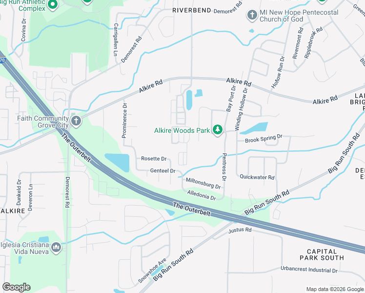 map of restaurants, bars, coffee shops, grocery stores, and more near 1950 Sandy Lake Drive in Grove City