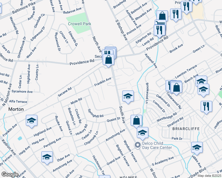map of restaurants, bars, coffee shops, grocery stores, and more near 909 Greenhouse Drive in Delaware County