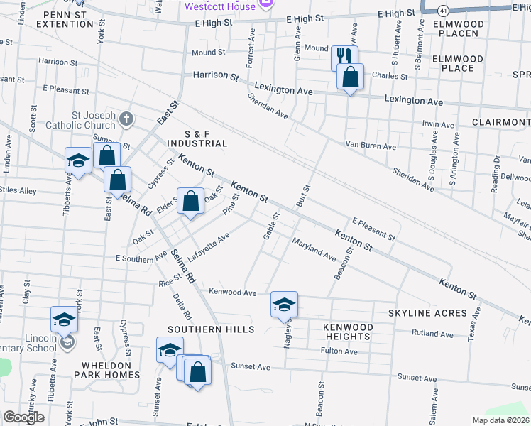 map of restaurants, bars, coffee shops, grocery stores, and more near 828 Lafayette Avenue in Springfield
