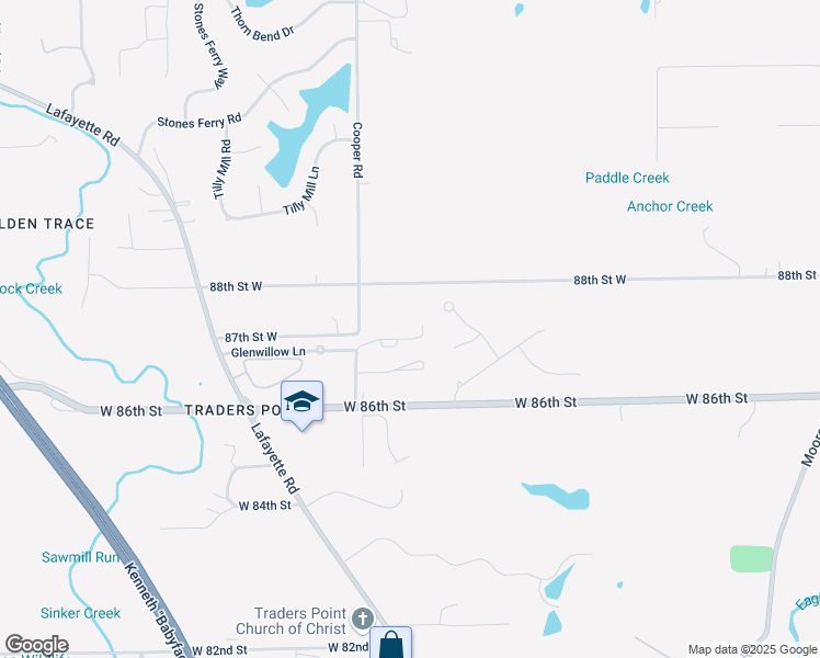 map of restaurants, bars, coffee shops, grocery stores, and more near 8112 Willow Lane in Indianapolis