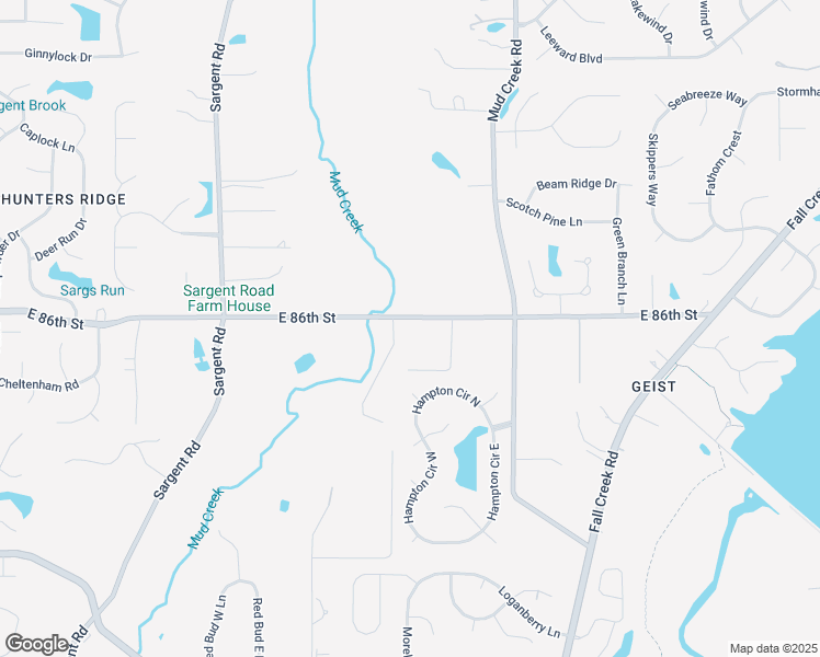 map of restaurants, bars, coffee shops, grocery stores, and more near 9545 East 86th Street in Indianapolis
