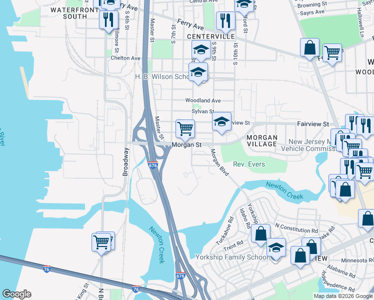 map of restaurants, bars, coffee shops, grocery stores, and more near 748 Morgan Street in Camden