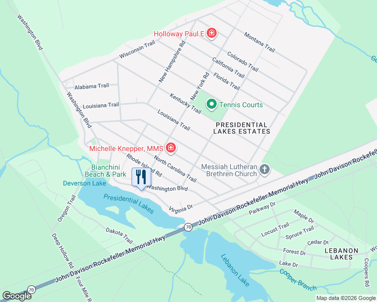 map of restaurants, bars, coffee shops, grocery stores, and more near 413 West Virginia Road in Browns Mills