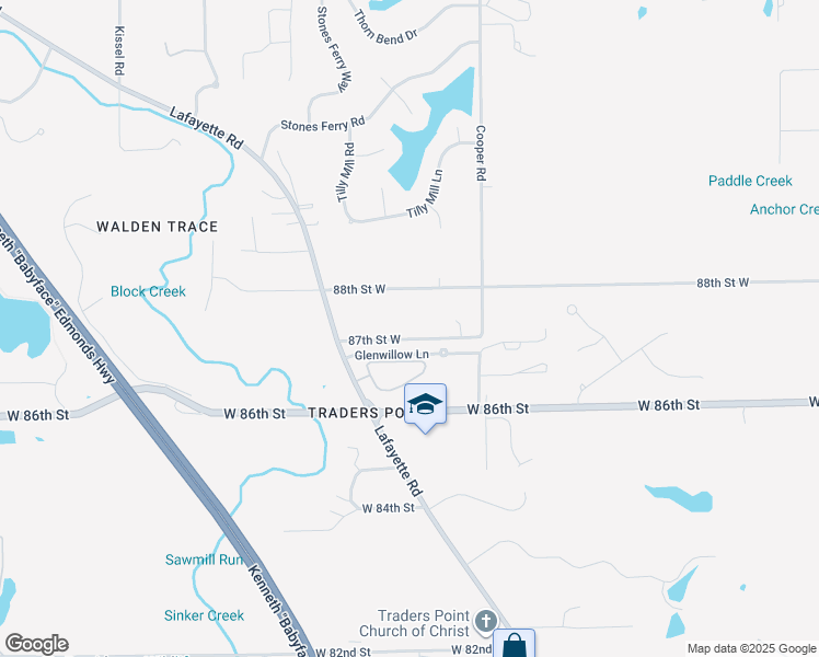 map of restaurants, bars, coffee shops, grocery stores, and more near 8342 87th Street West in Indianapolis