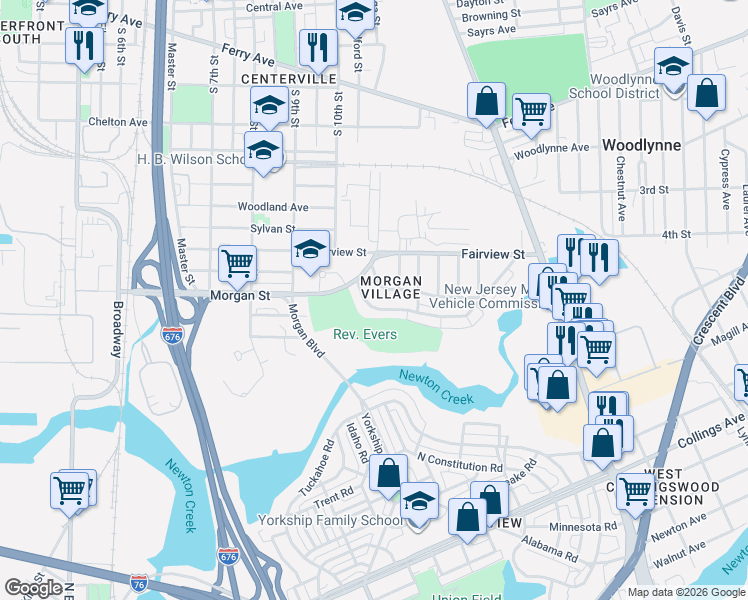 map of restaurants, bars, coffee shops, grocery stores, and more near 1115 Lake Shore Drive in Camden