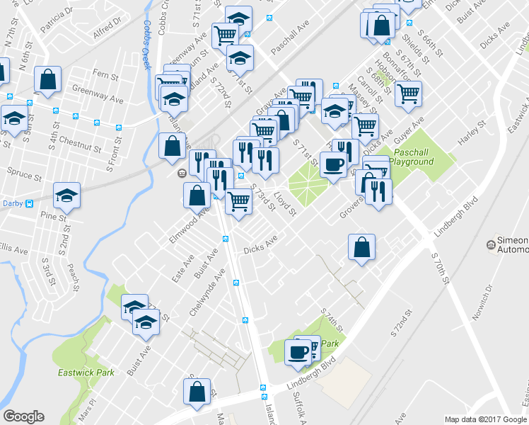 map of restaurants, bars, coffee shops, grocery stores, and more near 2613 Bialy Street in Philadelphia