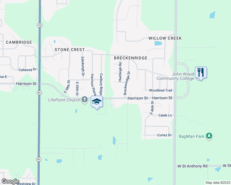 map of restaurants, bars, coffee shops, grocery stores, and more near 4237 County Road 1050 North in Quincy