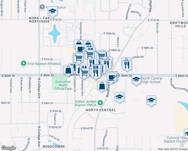 map of restaurants, bars, coffee shops, grocery stores, and more near in 