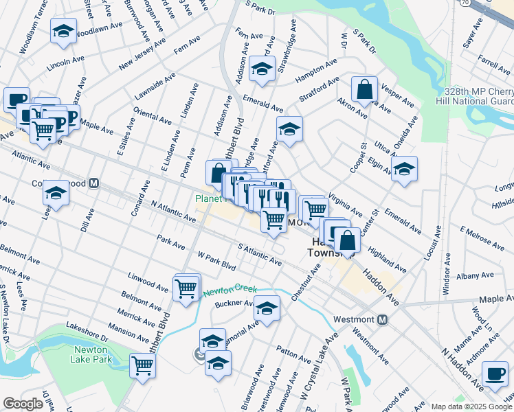 map of restaurants, bars, coffee shops, grocery stores, and more near 43 Haddon Avenue in Haddon Township