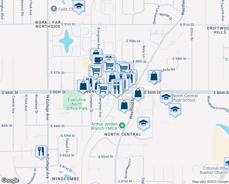 map of restaurants, bars, coffee shops, grocery stores, and more near in 