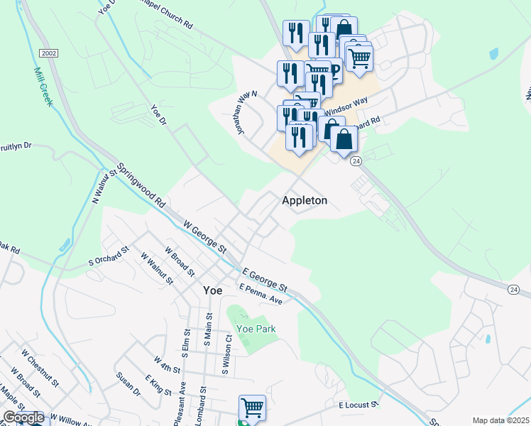 map of restaurants, bars, coffee shops, grocery stores, and more near 306 Orchard Court in Red Lion