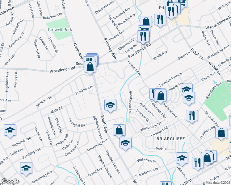 map of restaurants, bars, coffee shops, grocery stores, and more near 914 South Avenue in Glenolden