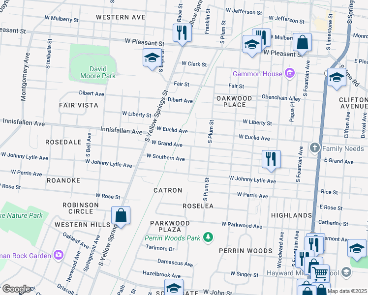 map of restaurants, bars, coffee shops, grocery stores, and more near 514 West Southern Avenue in Springfield