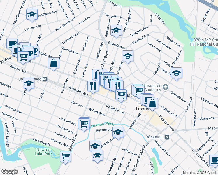 map of restaurants, bars, coffee shops, grocery stores, and more near 31 Haddon Avenue in Haddon Township