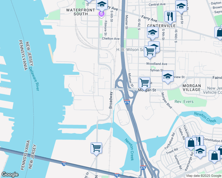 map of restaurants, bars, coffee shops, grocery stores, and more near 2499 Broadway in Camden