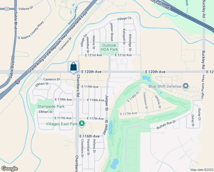 map of restaurants, bars, coffee shops, grocery stores, and more near 11869 Jasper Street in Commerce City