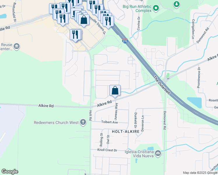 map of restaurants, bars, coffee shops, grocery stores, and more near 2009 Hoadley Drive in Columbus