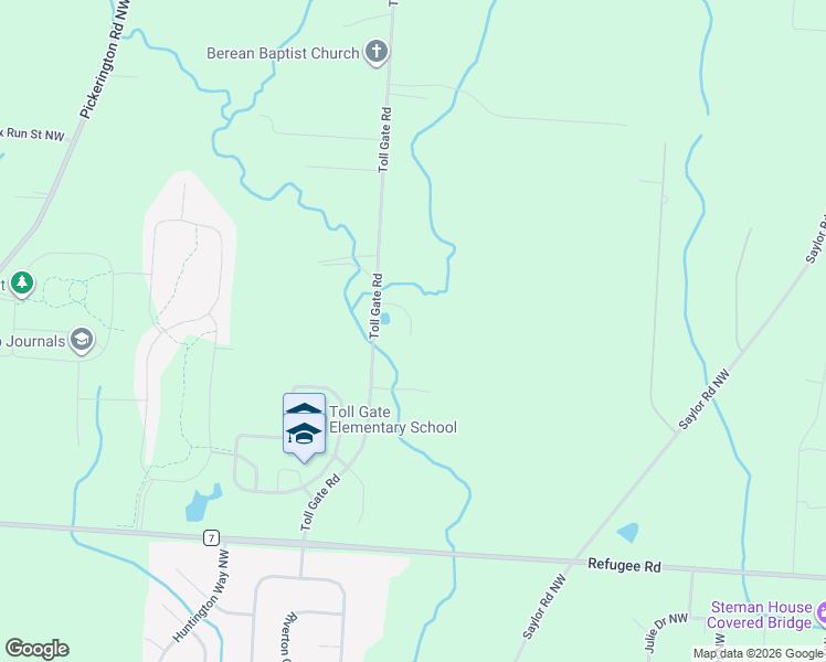 map of restaurants, bars, coffee shops, grocery stores, and more near 12500 Tollgate Road in Pickerington