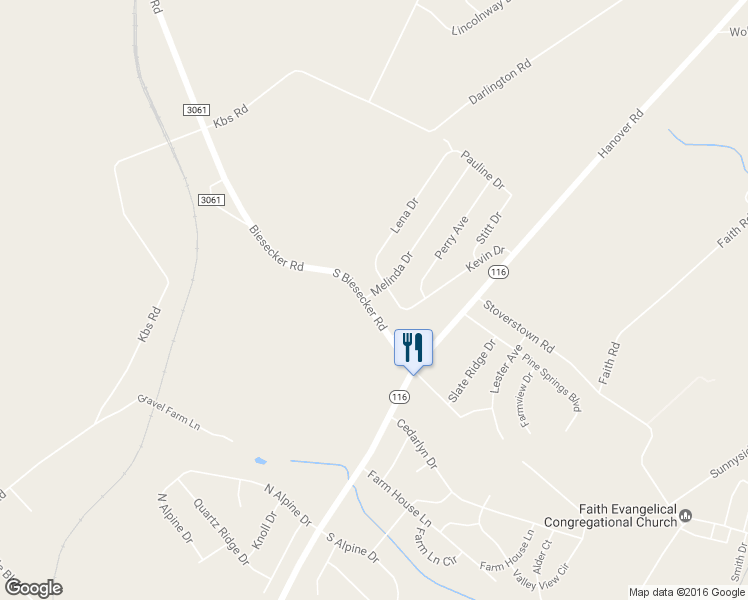 map of restaurants, bars, coffee shops, grocery stores, and more near 45 Biesecker Road in York