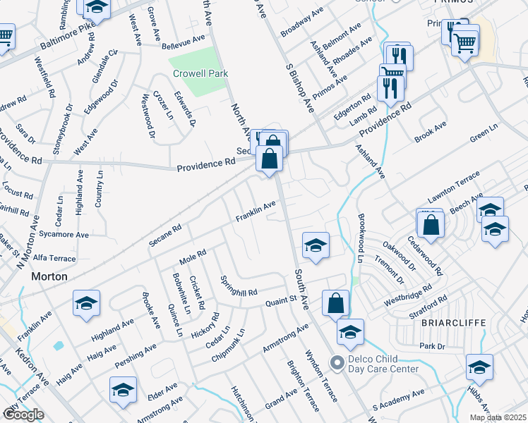 map of restaurants, bars, coffee shops, grocery stores, and more near 938 Greenhouse Drive in Delaware County
