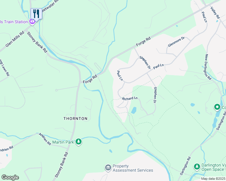 map of restaurants, bars, coffee shops, grocery stores, and more near 4 Richard Lane in Glen Mills