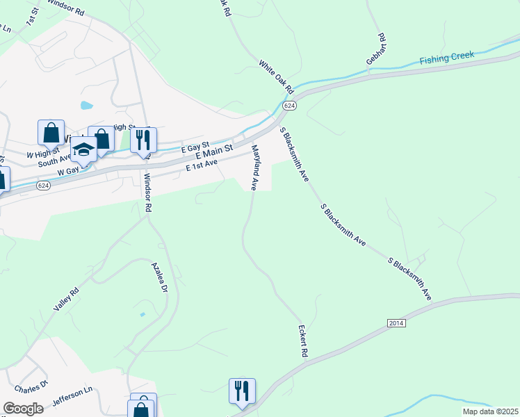 map of restaurants, bars, coffee shops, grocery stores, and more near 6 Maryland Avenue in Windsor