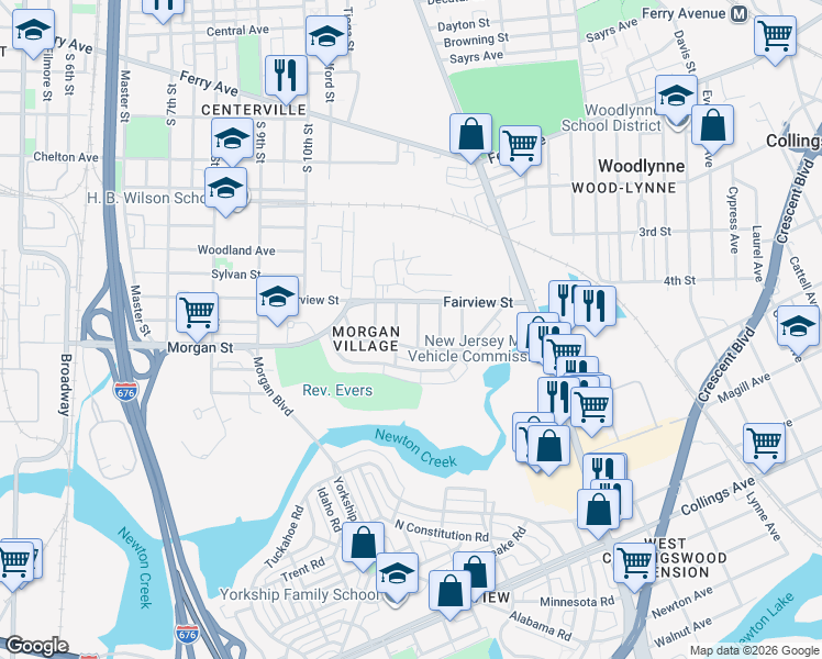 map of restaurants, bars, coffee shops, grocery stores, and more near 2412 South 12th Street in Camden