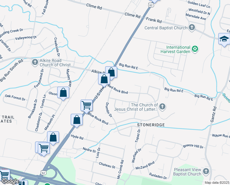 map of restaurants, bars, coffee shops, grocery stores, and more near 2641 Red Rock Boulevard in Grove City