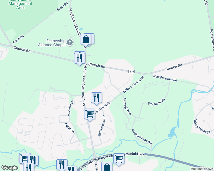 map of restaurants, bars, coffee shops, grocery stores, and more near 1 Canter Court in Medford