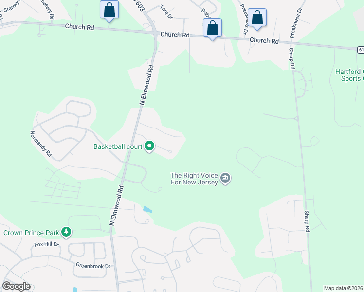 map of restaurants, bars, coffee shops, grocery stores, and more near 70 Sullivan Way in Evesham