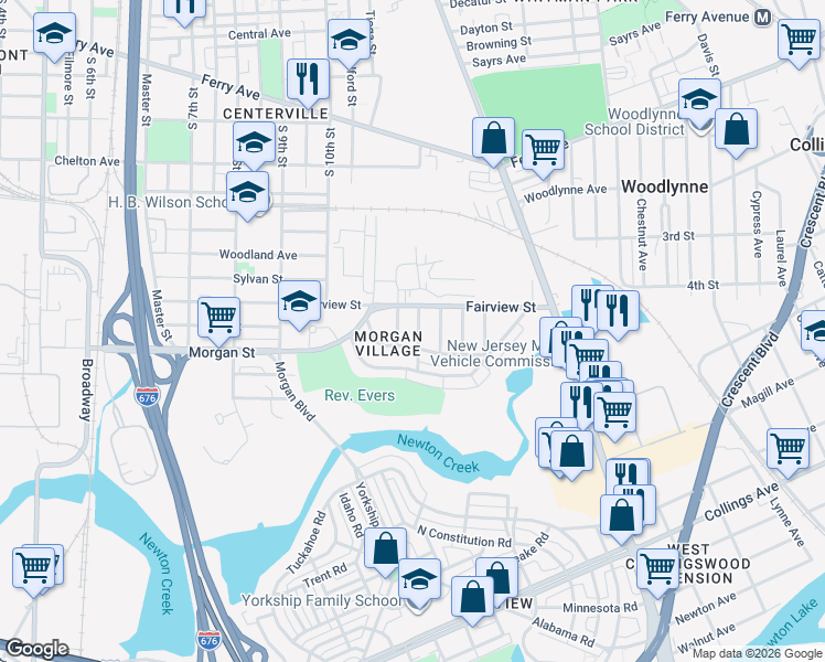 map of restaurants, bars, coffee shops, grocery stores, and more near 2412 South 12th Street in Camden