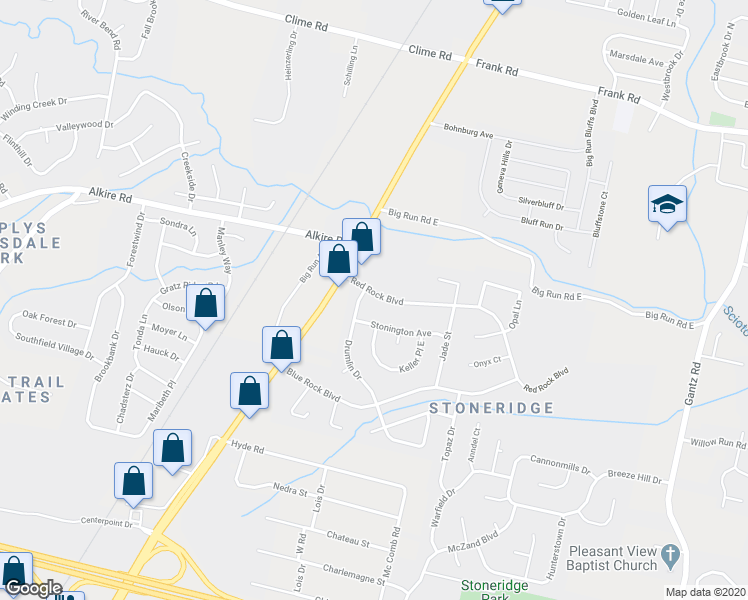map of restaurants, bars, coffee shops, grocery stores, and more near 2641 Red Rock Boulevard in Grove City