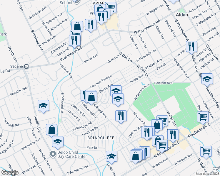 map of restaurants, bars, coffee shops, grocery stores, and more near 750 Beech Avenue in Glenolden