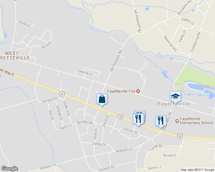 map of restaurants, bars, coffee shops, grocery stores, and more near 172 West Main Street in Fayetteville