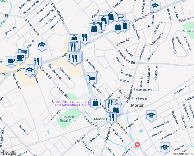 map of restaurants, bars, coffee shops, grocery stores, and more near 758 Bradford Terrace in Springfield
