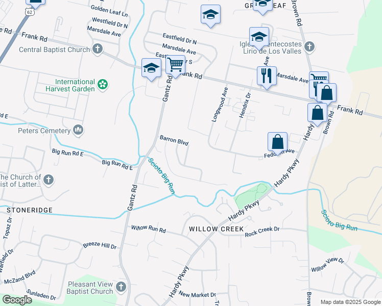 map of restaurants, bars, coffee shops, grocery stores, and more near 2094 Earlsway Drive in Grove City