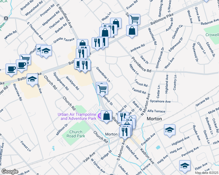 map of restaurants, bars, coffee shops, grocery stores, and more near 766 Bradford Terrace in Springfield