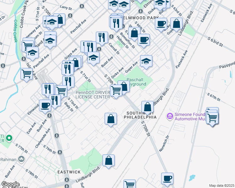 map of restaurants, bars, coffee shops, grocery stores, and more near in Philadelphia