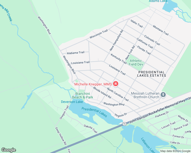 map of restaurants, bars, coffee shops, grocery stores, and more near 220 West Virginia Road in Pemberton Township