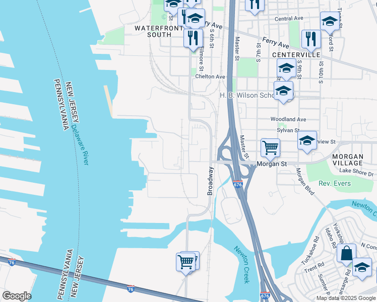 map of restaurants, bars, coffee shops, grocery stores, and more near 2401-2499 Broadway in Camden
