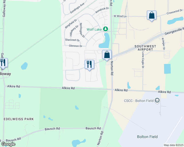 map of restaurants, bars, coffee shops, grocery stores, and more near 1895 Red Forest Lane in Galloway